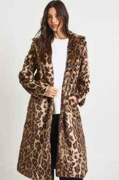 Leopard Print Synthétique Pony Hair Fur Jacket