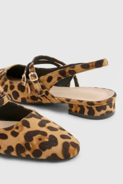 Leopard Slingback Flats à bride double