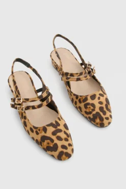 Leopard Slingback Flats à bride double