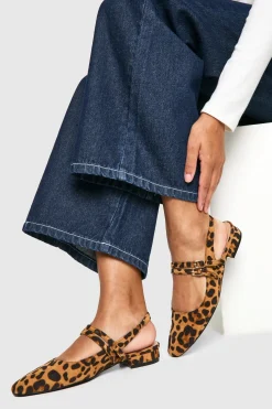 Leopard Slingback Flats à bride double
