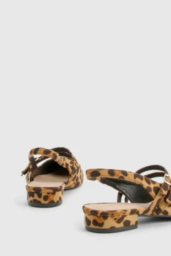 Leopard Slingback Flats à bride double