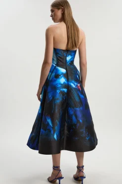 Lily Macrae - Robe de Bal Bustier en Sergé Imprimé