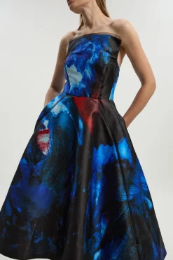 Lily Macrae - Robe de Bal Bustier en Sergé Imprimé