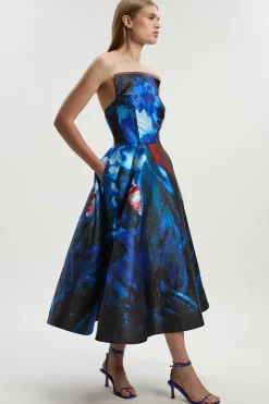 Lily Macrae - Robe de Bal Bustier en Sergé Imprimé