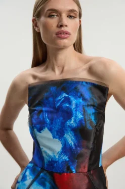 Lily Macrae - Robe de Bal Bustier en Sergé Imprimé
