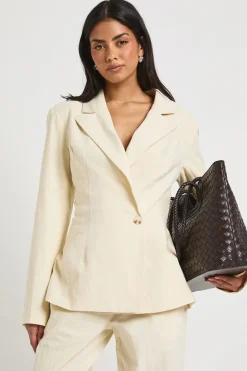 Linen Fitted Wrap Front Blazer