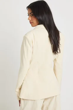 Linen Fitted Wrap Front Blazer