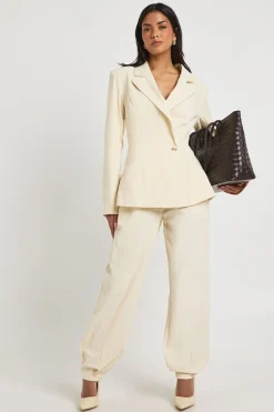Linen Fitted Wrap Front Blazer
