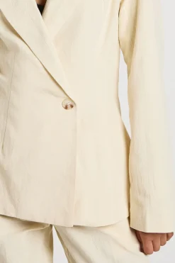 Linen Fitted Wrap Front Blazer