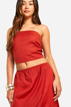 boohoo Linen Look Bandeau & Jupe Maxi Colonne<Femme Ensembles
