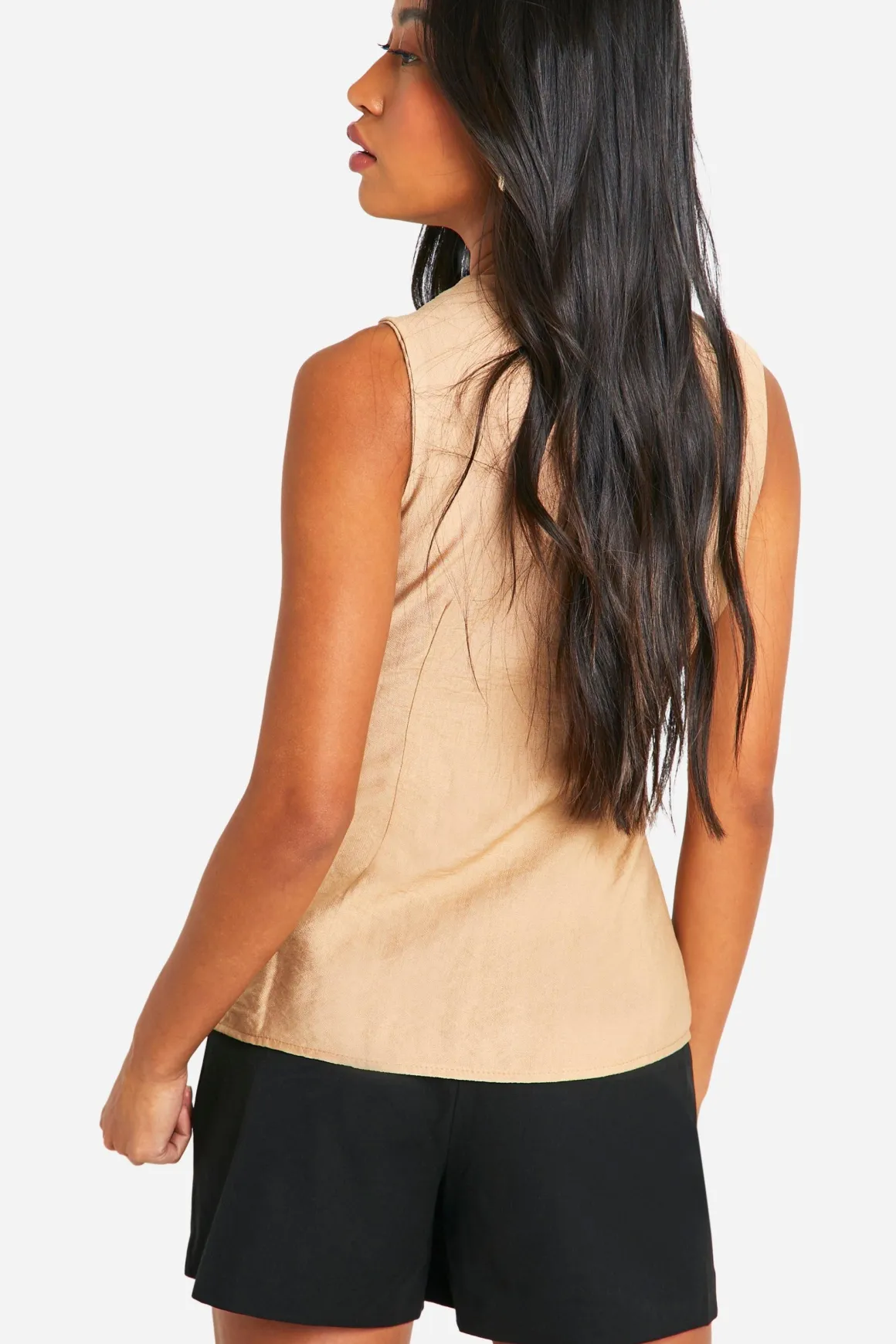 Linen Look Longline Waistcoat