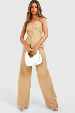 Linen Look Pantalon à jambes larges