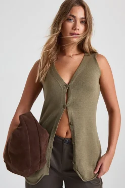 boohoo Longline Tricoté Gilet<Femme Pulls Et Gilets|Toutes Les Mailles