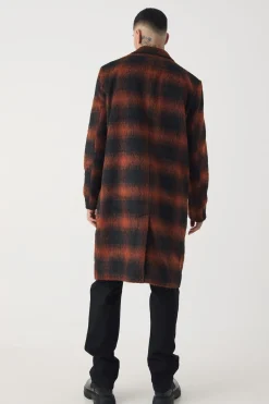 boohooMAN Long manteau surdimensionné à carreaux brossé en<Homme Tout Afficher|Vestes & Manteaux Tall