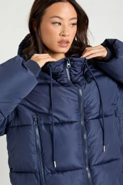 Longue veste doudoune rembourrée à capuche