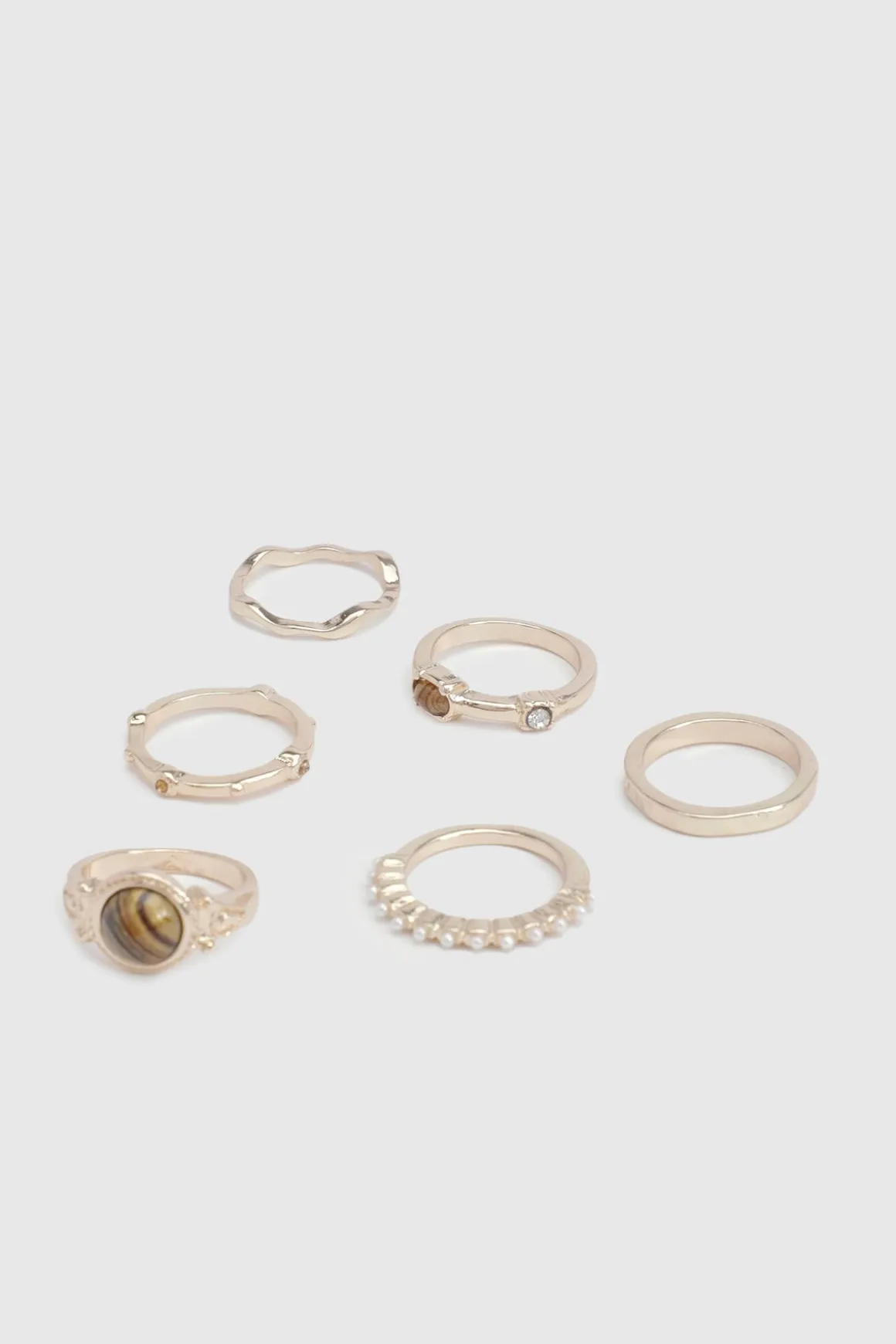 Lot De 6 Bagues Détail Pierre
