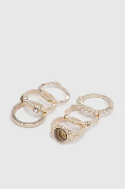 Lot De 6 Bagues Détail Pierre
