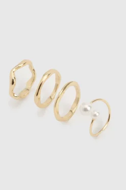 boohoo Lot De Bagues À Détails De Perles< Bagues