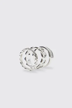boohooMAN Lot de 3 bagues en argent<Homme Bijoux Et Montres