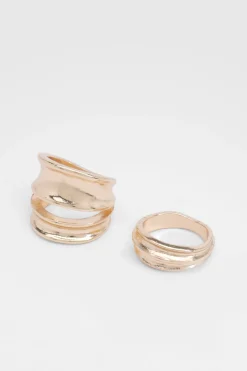 Lot De 2 Bagues Épaisses Martelées