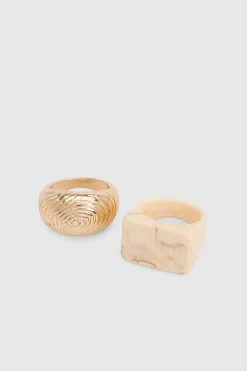 Lot De 2 Bagues Résine Volumineuses