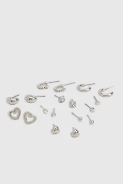 boohoo Lot de 9 boucles d’oreilles à clous s< Boucles D'Oreilles