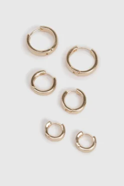 Lot de 3 boucles d'oreilles créoles en or