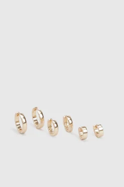 Lot de 3 boucles d'oreilles créoles en or