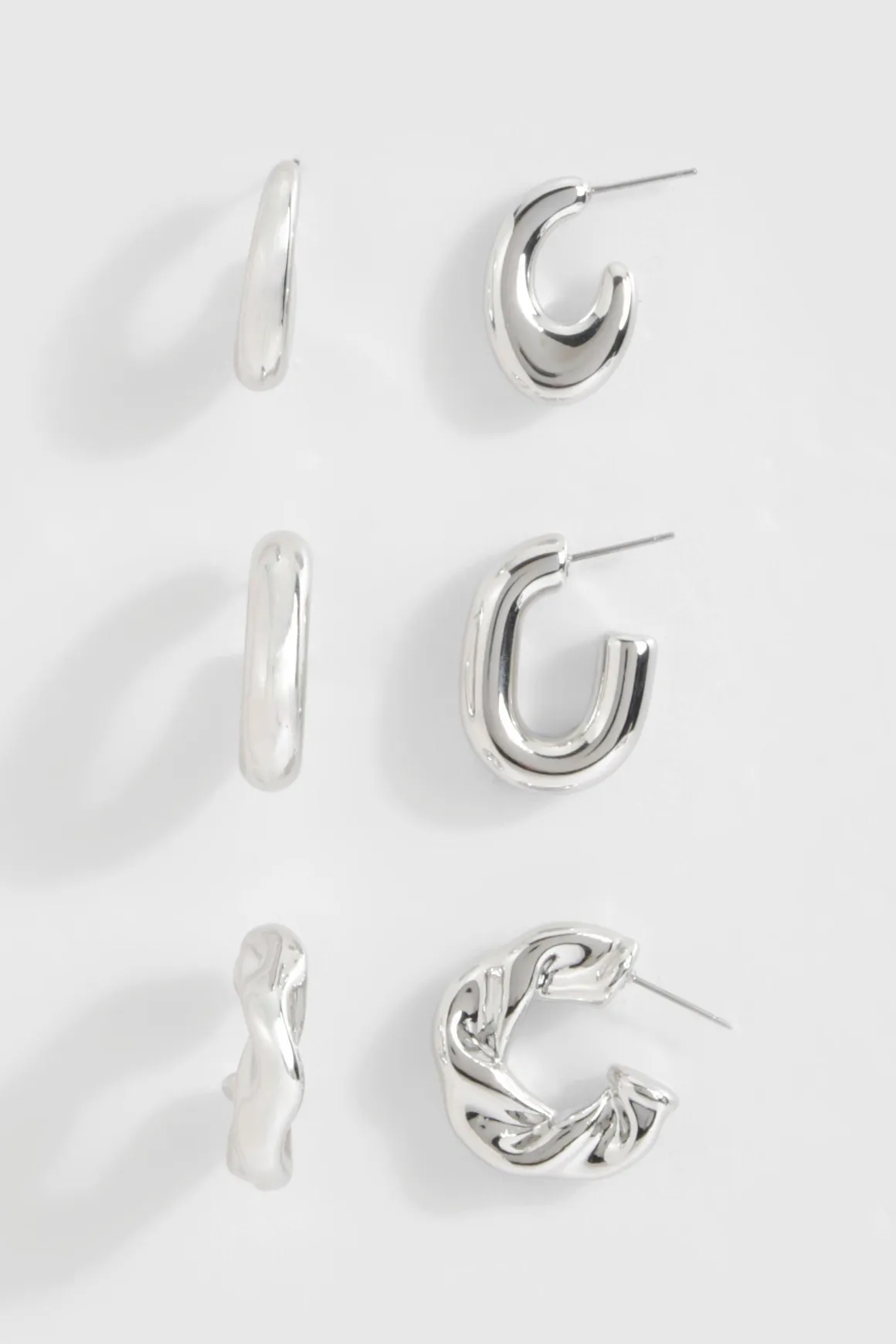 Lot De Boucles D'oreilles Créoles Épaisses Argentées