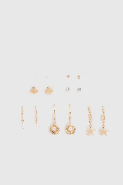 Lot De 7 Boucles D'oreilles Empilables Détails Océan