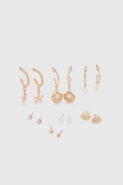 Lot De 7 Boucles D'oreilles Empilables Détails Océan