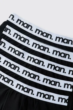 Lot De 5 Boxers Homme Noirs Avec Ceinture Blanche
