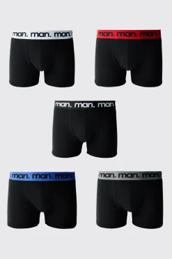 boohooMAN Lot De 5 Boxers Homme Noirs Avec Ceintures s<Homme Sous-Vêtements|Tout Afficher
