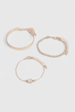 boohoo Lot De 3 Bracelets Fleur Émaillés s< Bracelets