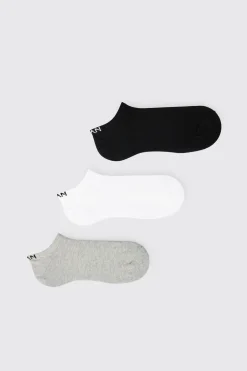 boohooMAN Lot De 3 Chaussettes Basses Invisibles Homme<Homme Chaussettes