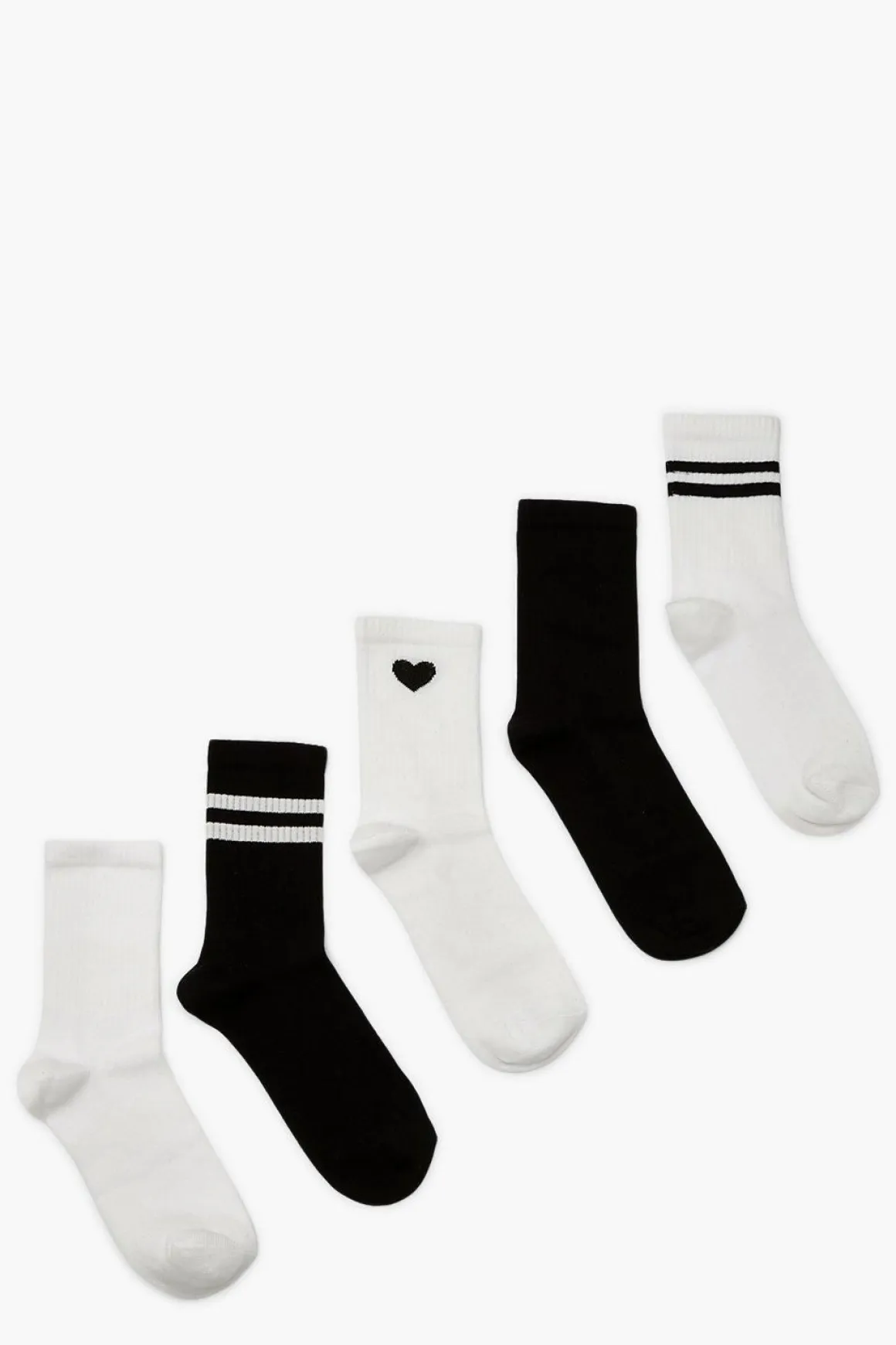 Lot De 5 Chaussettes De Sport Cœurs & Rayures