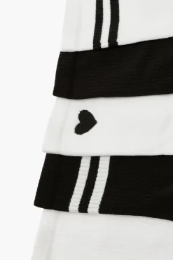 Lot De 5 Chaussettes De Sport Cœurs & Rayures