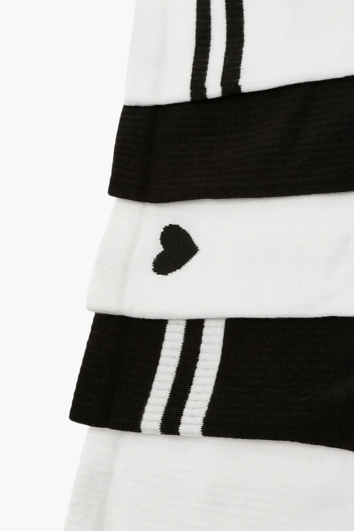 Lot De 5 Chaussettes De Sport Cœurs & Rayures
