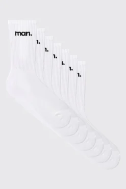 boohooMAN Lot de 7 chaussettes de sport pour homme<Homme Chaussettes