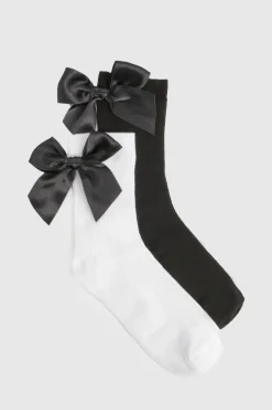 Lot de 2 chaussettes à détails de nœud surdimensionnées