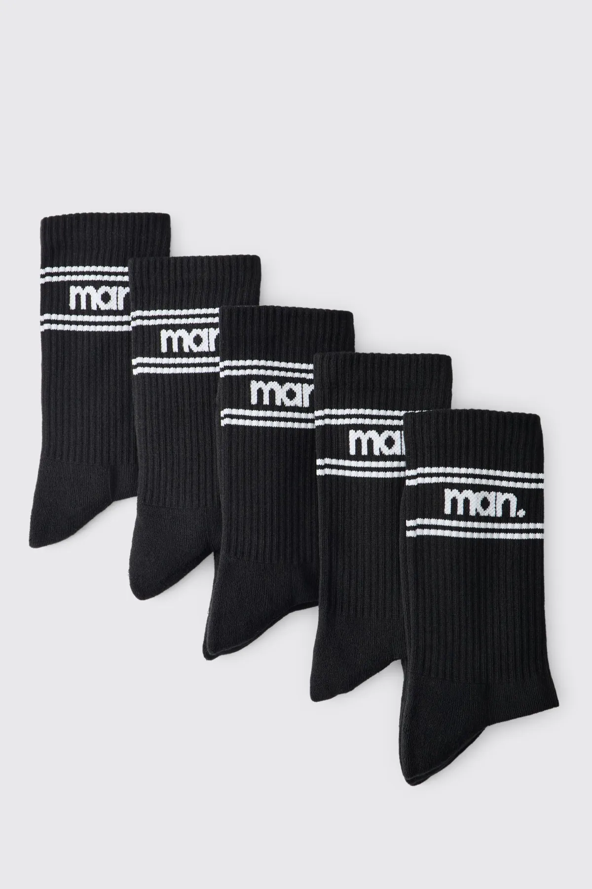 boohooMAN Lot de 5 Chaussettes Homme Jacquard à Rayures et Pois<Homme Chaussettes