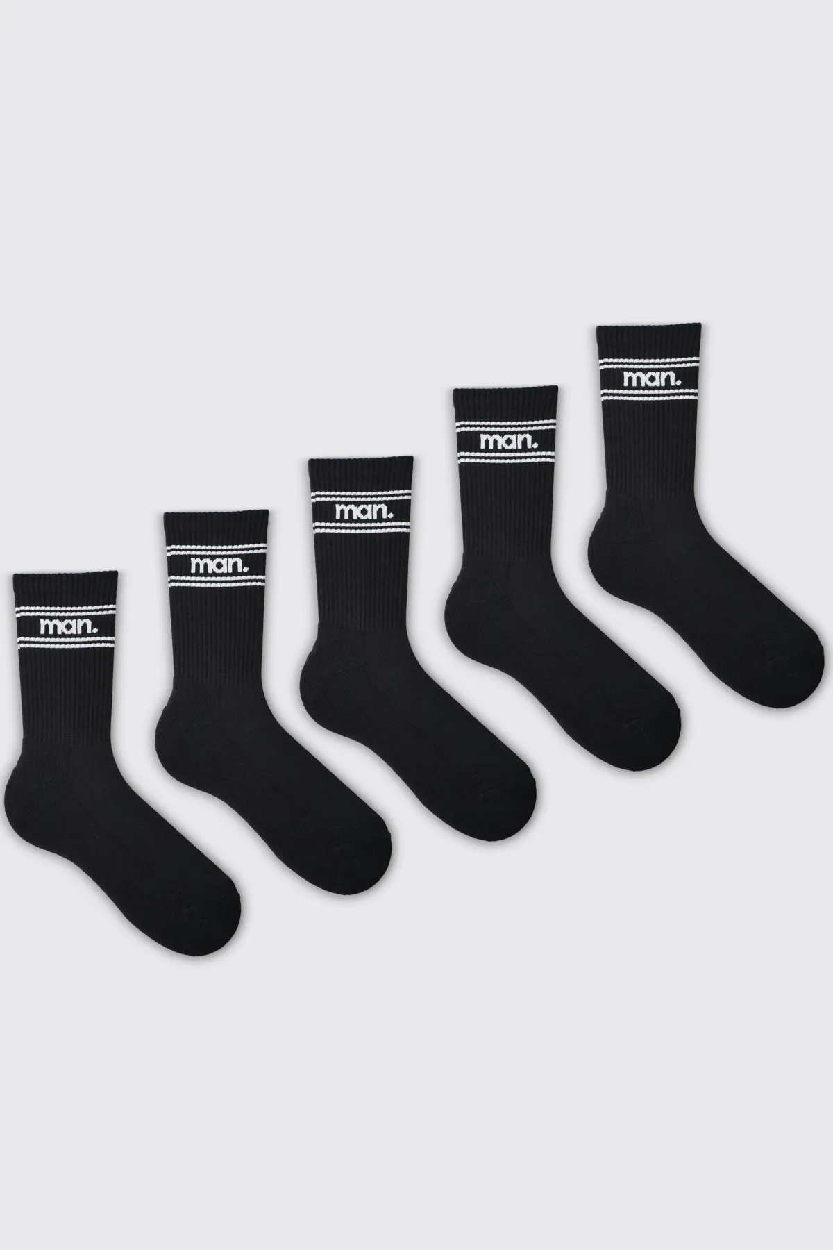 boohooMAN Lot de 5 Chaussettes Homme Jacquard à Rayures et Pois<Homme Chaussettes