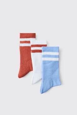 boohooMAN Lot De 3 Chaussettes À Rayures<Homme Chaussettes