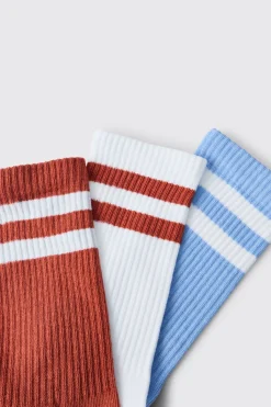 boohooMAN Lot De 3 Chaussettes À Rayures<Homme Chaussettes