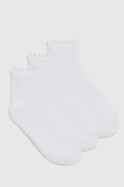 Lot de 3 chaussettes à volants blanches