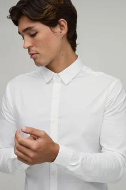 boohooMAN Lot De 2 Chemises Ajustées En Coton À Manches Longues Coupe Musclée<Homme Chemises