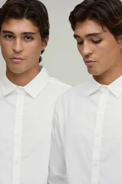 boohooMAN Lot De 2 Chemises En Coton À Manches Longues Coupe Regular<Homme Chemises