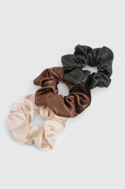 boohoo Lot de 3 chouchous en satin< Looks Chocolat|Satin Et Dentelle