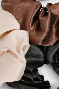 boohoo Lot de 3 chouchous en satin< Looks Chocolat|Satin Et Dentelle