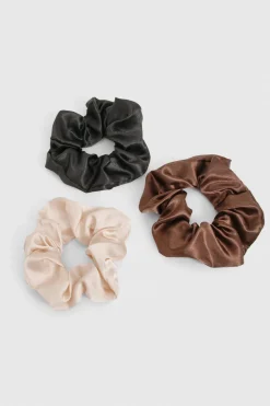 boohoo Lot de 3 chouchous en satin< Looks Chocolat|Satin Et Dentelle